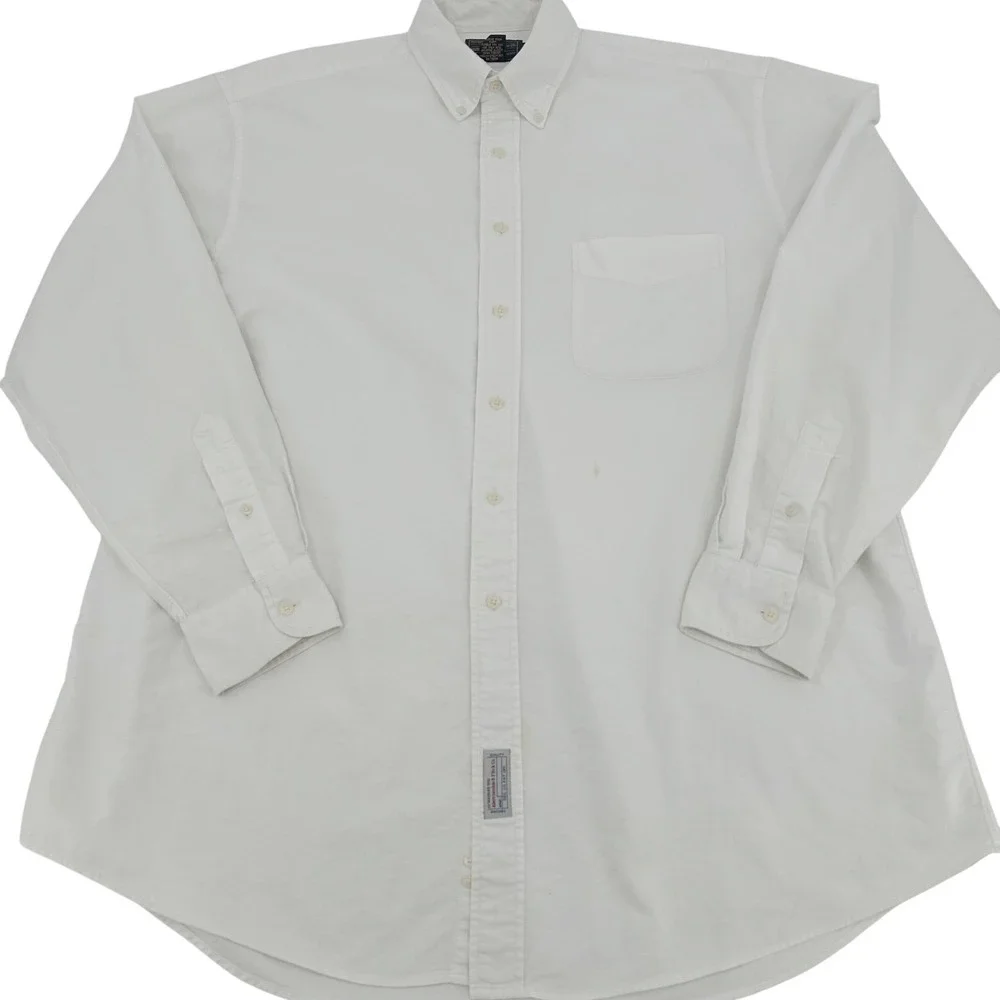 Abercrombie & Fitch Mens Button Down Shirt 16L White Thrashed Vintage Grunge - Picture 1 of 10